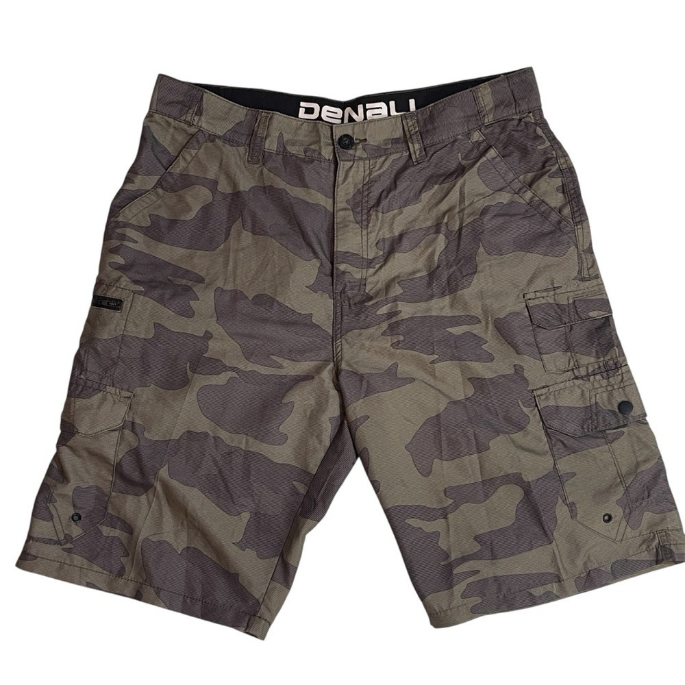 Men's Denali Camo Cargo Shorts Waist 34 Green Brown